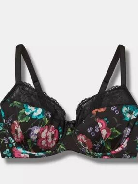 Torrid Floral Lace Underwire Bra - Black Floral